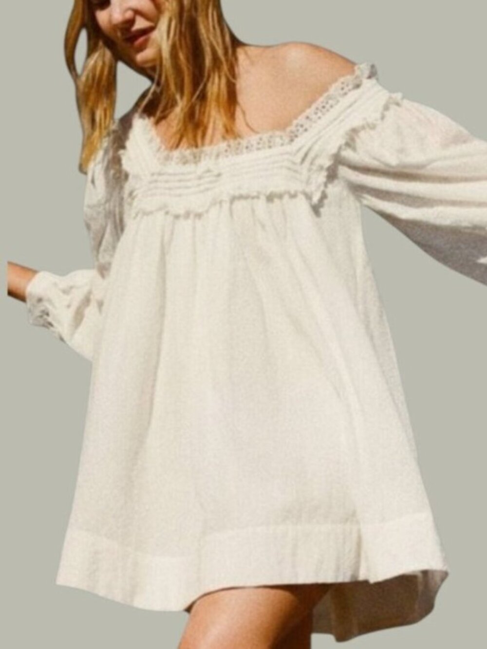 Susie Eyelet Babydoll Mini Dress XXS Ivory